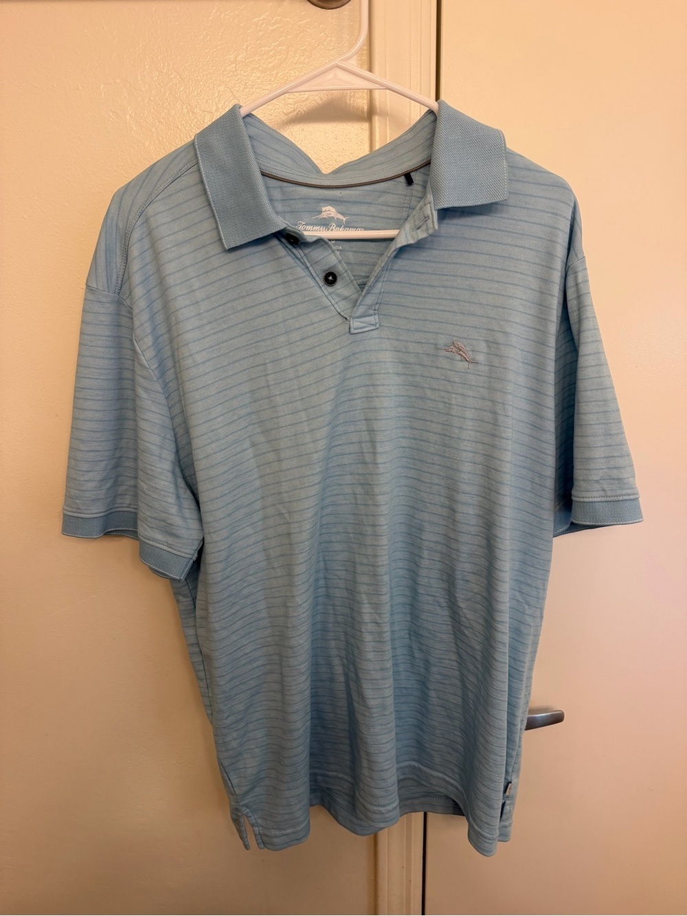 Tommy Bahama Light Blue Striped Polo Men’s Large